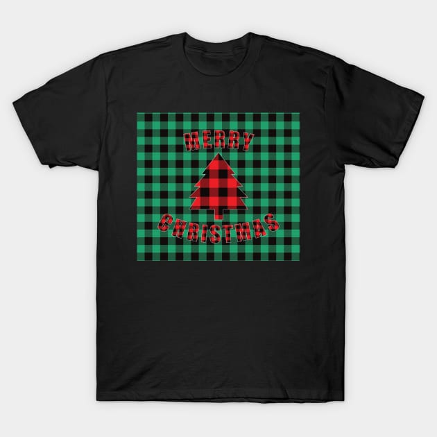 Merry Christmas Buffalo Plaids Christmas Tree T-Shirt by DPattonPD